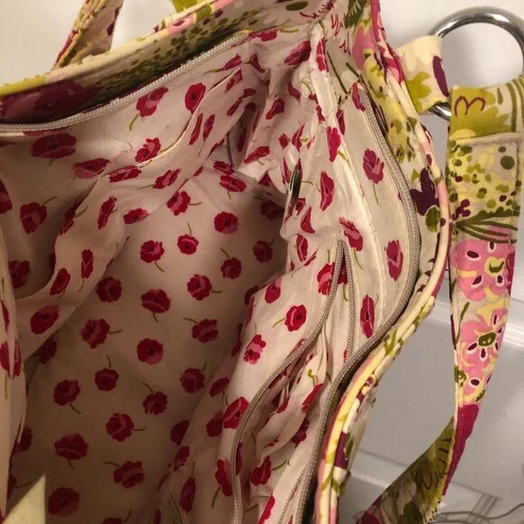 Vera Bradley women pink and lime handbag, 12 x 9 x 5 - Picture 6 of 16